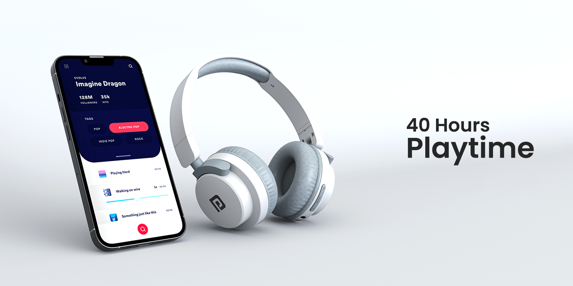 Portronics Muffs M2 shown with 40 hours playtime